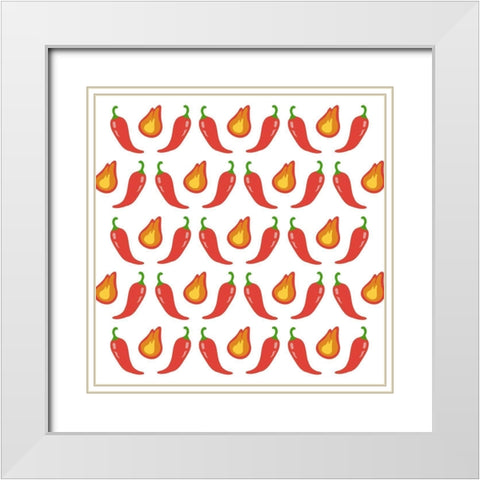 Fire Peppers White Modern Wood Framed Art Print with Double Matting by Prime, Marcus