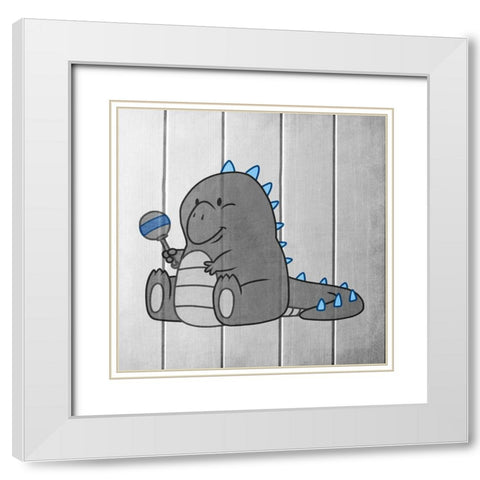 Vintage Dino White Modern Wood Framed Art Print with Double Matting by Prime, Marcus