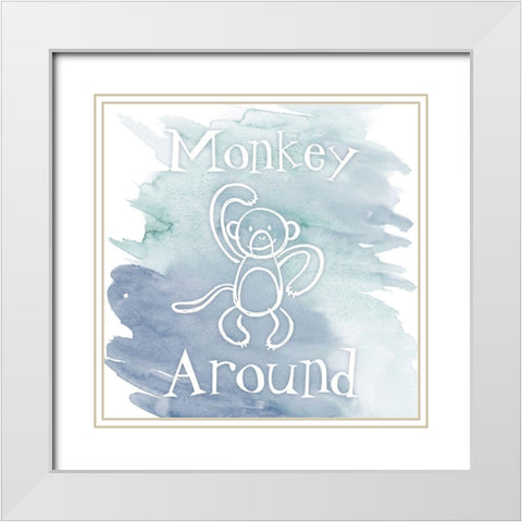 Monkey Around White Modern Wood Framed Art Print with Double Matting by Prime, Marcus