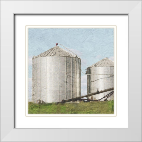 Twin Silos White Modern Wood Framed Art Print with Double Matting by Prime, Marcus
