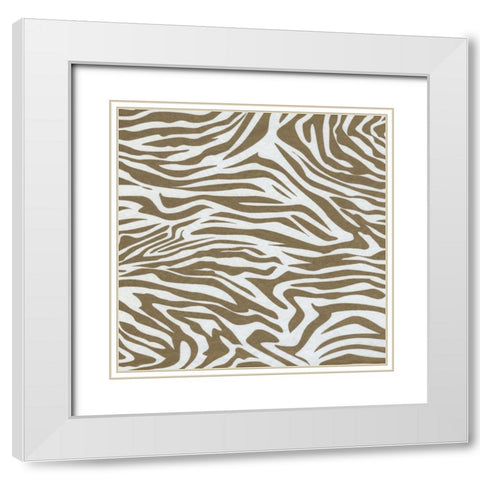 Golden Zebra 1 White Modern Wood Framed Art Print with Double Matting by Prime, Marcus