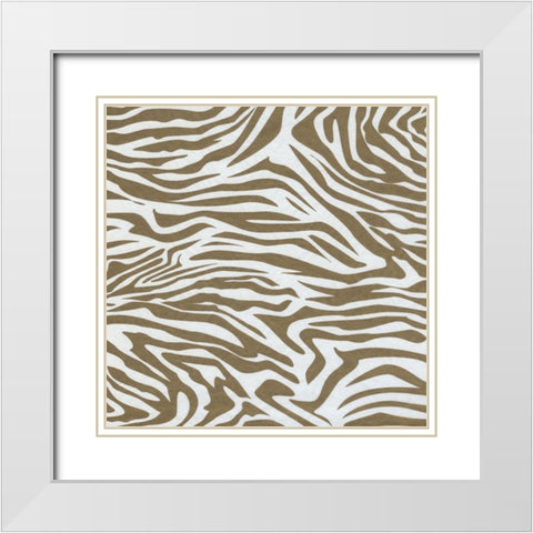 Golden Zebra 1 White Modern Wood Framed Art Print with Double Matting by Prime, Marcus