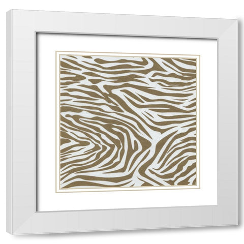 Golden Zebra 2 White Modern Wood Framed Art Print with Double Matting by Prime, Marcus