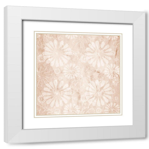 Floral Marble 1 White Modern Wood Framed Art Print with Double Matting by Prime, Marcus