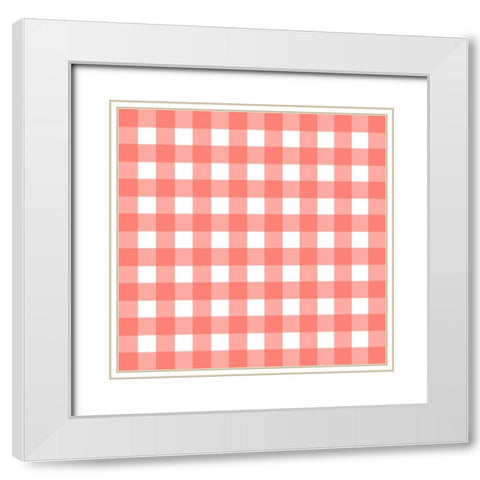 Gingham Pattern 2 White Modern Wood Framed Art Print with Double Matting by Prime, Marcus