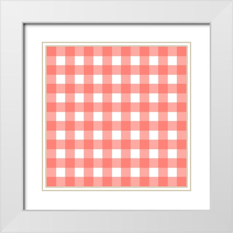 Gingham Pattern 2 White Modern Wood Framed Art Print with Double Matting by Prime, Marcus