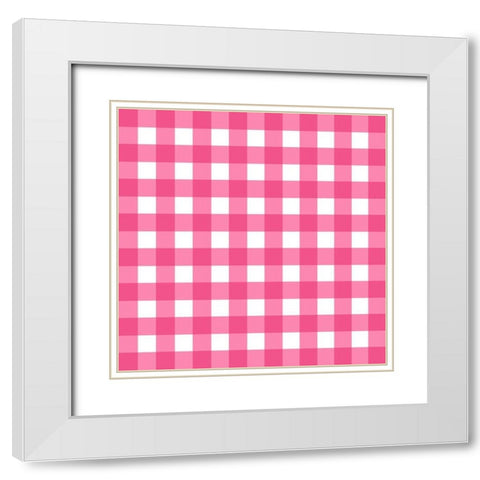 Gingham Pattern 5 White Modern Wood Framed Art Print with Double Matting by Prime, Marcus
