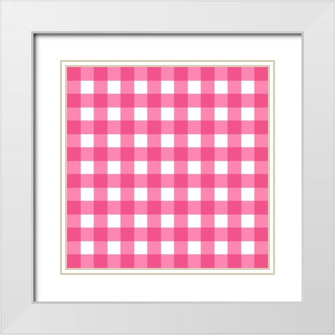 Gingham Pattern 5 White Modern Wood Framed Art Print with Double Matting by Prime, Marcus