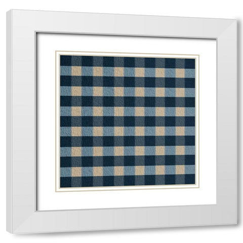 Blue Hue Gingham White Modern Wood Framed Art Print with Double Matting by Prime, Marcus