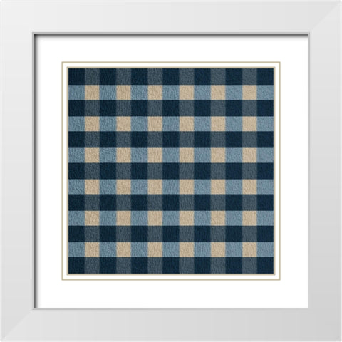 Blue Hue Gingham White Modern Wood Framed Art Print with Double Matting by Prime, Marcus