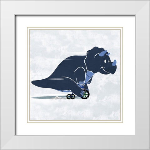 Racing Dino 1 White Modern Wood Framed Art Print with Double Matting by Prime, Marcus