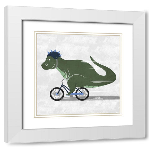 Racing Dino 2 White Modern Wood Framed Art Print with Double Matting by Prime, Marcus