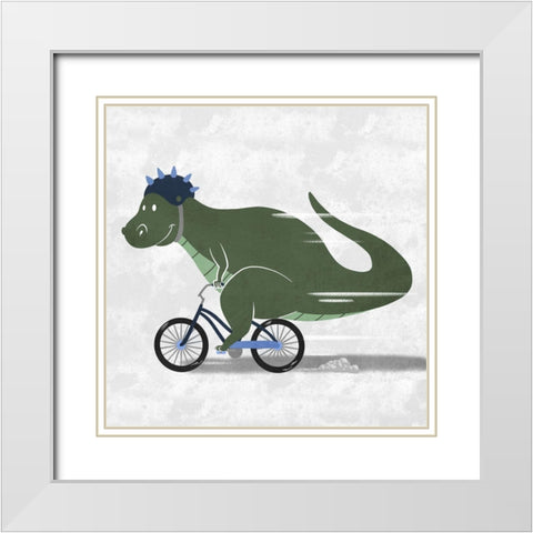 Racing Dino 2 White Modern Wood Framed Art Print with Double Matting by Prime, Marcus