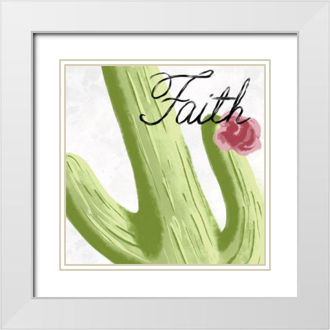 Succulent Faith 1 White Modern Wood Framed Art Print with Double Matting by Prime, Marcus