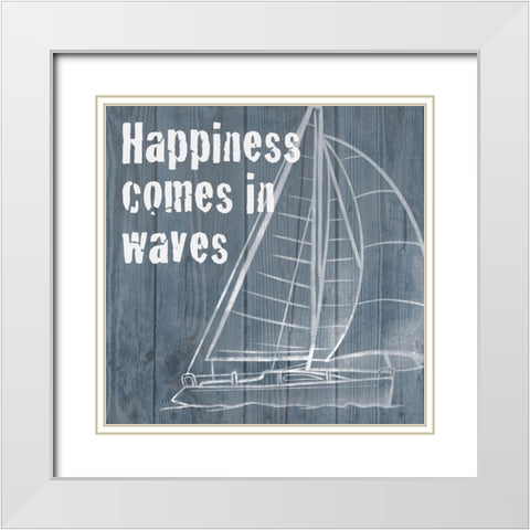 Happy Waves 1 White Modern Wood Framed Art Print with Double Matting by Prime, Marcus