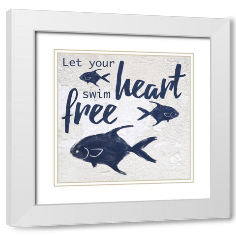 Swim Free 1 White Modern Wood Framed Art Print with Double Matting by Prime, Marcus