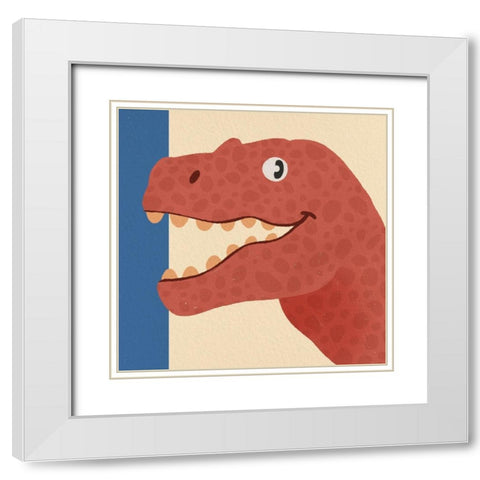 Dino Fun 3 White Modern Wood Framed Art Print with Double Matting by Prime, Marcus