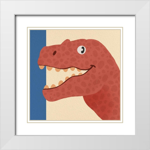 Dino Fun 3 White Modern Wood Framed Art Print with Double Matting by Prime, Marcus
