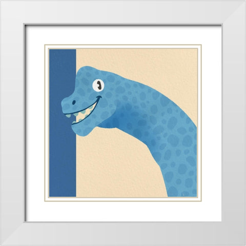 Dino Fun 4 White Modern Wood Framed Art Print with Double Matting by Prime, Marcus