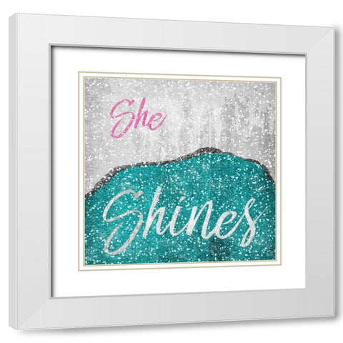 She Shines White Modern Wood Framed Art Print with Double Matting by Prime, Marcus