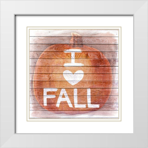 I Love Fall White Modern Wood Framed Art Print with Double Matting by Prime, Marcus