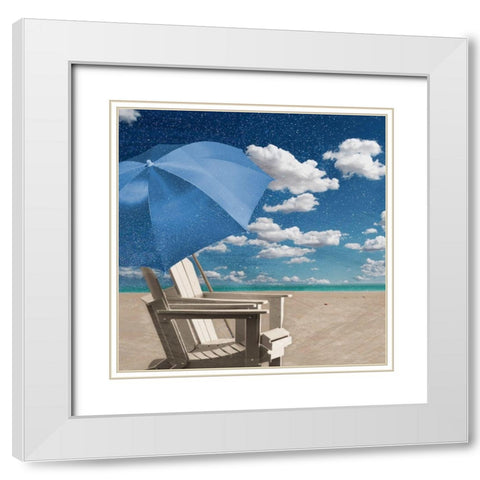 Starry Beach Nights White Modern Wood Framed Art Print with Double Matting by Prime, Marcus