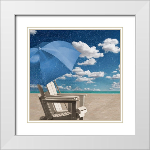 Starry Beach Nights White Modern Wood Framed Art Print with Double Matting by Prime, Marcus