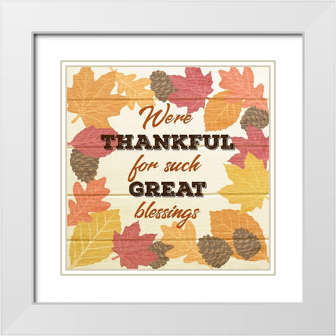 Thankful For Blessings White Modern Wood Framed Art Print with Double Matting by Prime, Marcus
