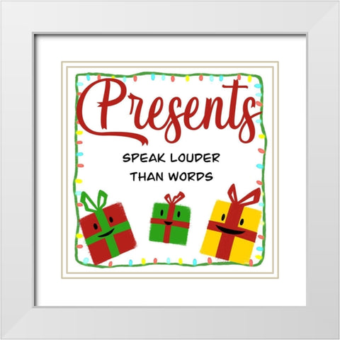 Presents Speak 1 White Modern Wood Framed Art Print with Double Matting by Prime, Marcus