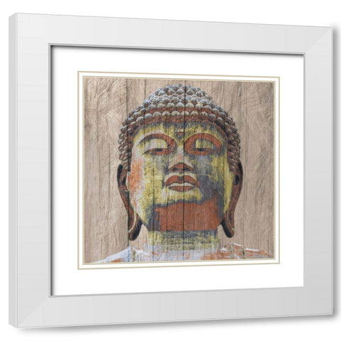 Wooden Painted Buddha Square White Modern Wood Framed Art Print with Double Matting by Prime, Marcus