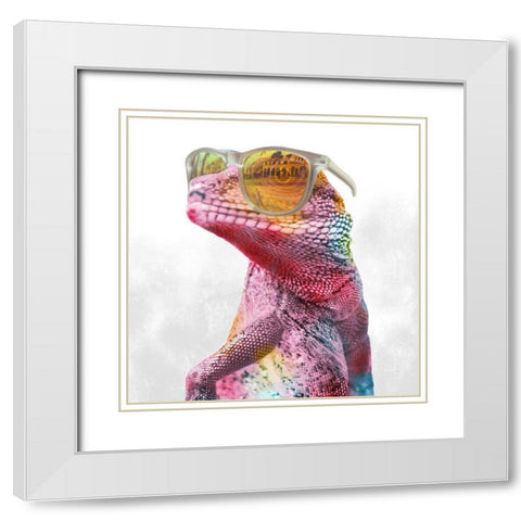 Cool Gecko 1 White Modern Wood Framed Art Print with Double Matting by Prime, Marcus