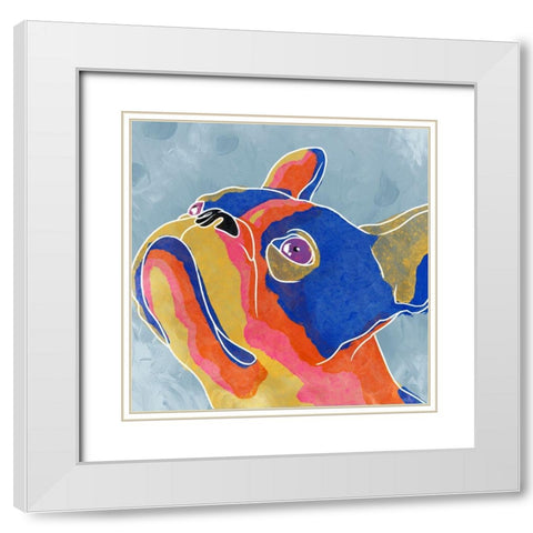 Gazing Pup 1 White Modern Wood Framed Art Print with Double Matting by Prime, Marcus
