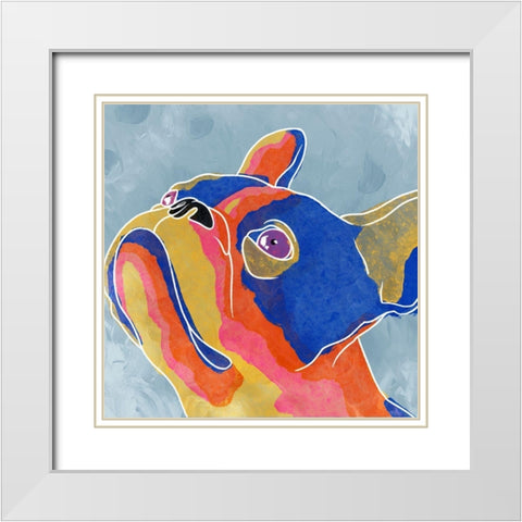 Gazing Pup 1 White Modern Wood Framed Art Print with Double Matting by Prime, Marcus