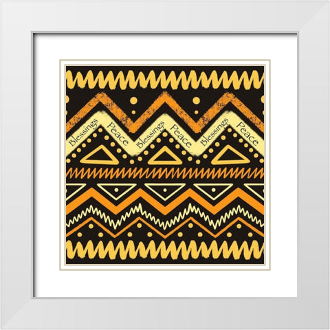 Ethnic Peace and Blessings White Modern Wood Framed Art Print with Double Matting by Prime, Marcus