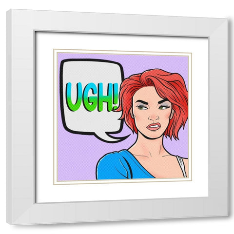 Ugh Girl White Modern Wood Framed Art Print with Double Matting by Prime, Marcus