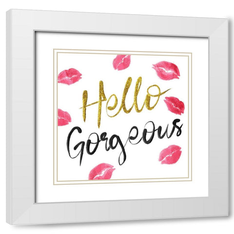 Hello Glitter Kiss White Modern Wood Framed Art Print with Double Matting by Prime, Marcus