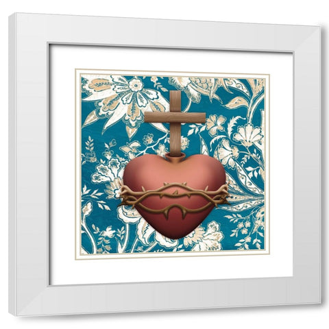 Sacred Heart White Modern Wood Framed Art Print with Double Matting by Prime, Marcus