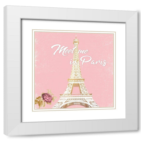 Meet In Paris White Modern Wood Framed Art Print with Double Matting by Prime, Marcus