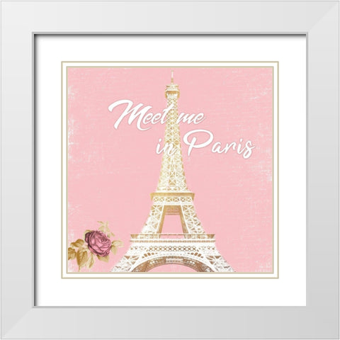Meet In Paris White Modern Wood Framed Art Print with Double Matting by Prime, Marcus