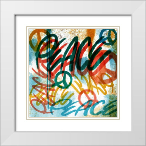 Peace Graffiti White Modern Wood Framed Art Print with Double Matting by Prime, Marcus