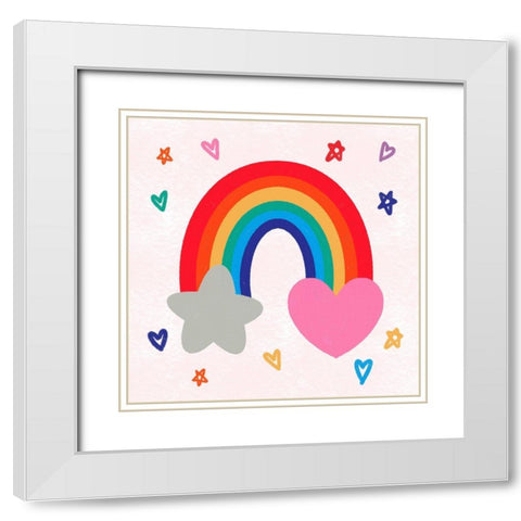 Loving Rainbow 1 White Modern Wood Framed Art Print with Double Matting by Prime, Marcus