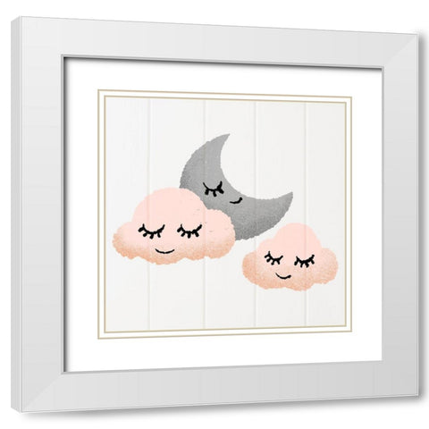Sleepy Friends 1 White Modern Wood Framed Art Print with Double Matting by Prime, Marcus