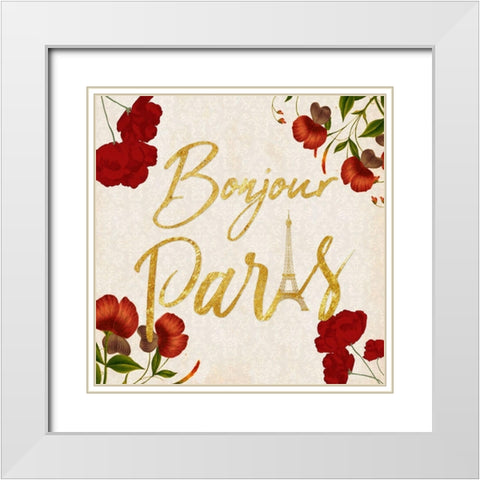 Bonjour Fall White Modern Wood Framed Art Print with Double Matting by Prime, Marcus