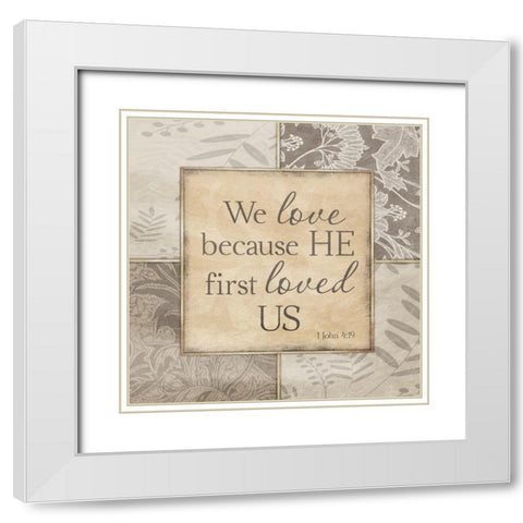 First Love White Modern Wood Framed Art Print with Double Matting by Prime, Marcus