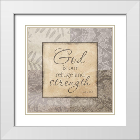 Refuge And Strength White Modern Wood Framed Art Print with Double Matting by Prime, Marcus