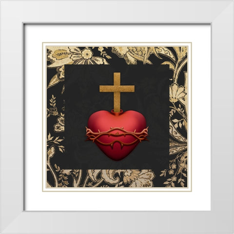 Gold Surrounded Heart White Modern Wood Framed Art Print with Double Matting by Prime, Marcus