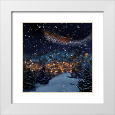 Santas Coming White Modern Wood Framed Art Print with Double Matting by Prime, Marcus