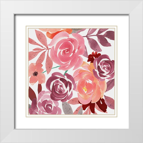 Flower Bunch 1 White Modern Wood Framed Art Print with Double Matting by Prime, Marcus