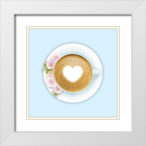 Coffee Love White Modern Wood Framed Art Print with Double Matting by Prime, Marcus
