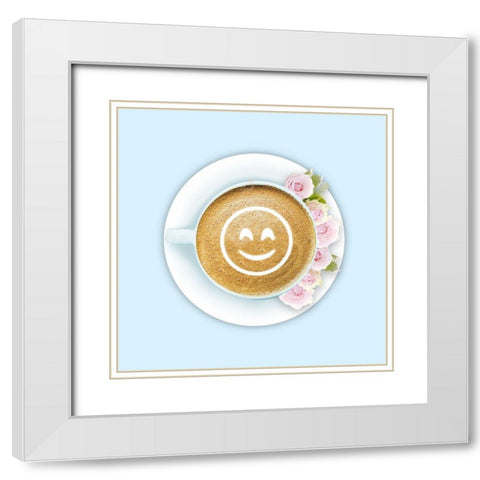 Coffee Happiness White Modern Wood Framed Art Print with Double Matting by Prime, Marcus